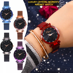 4Pcs Luxury Crystal Women's Magnet Watch, LX74